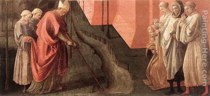 St Fredianus Diverts the River Serchio painting - Fra Filippo Lippi St Fredianus Diverts the River Serchio art painting